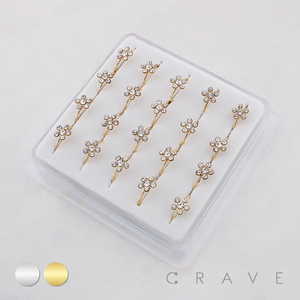 MULTI CZ FLOWER 316L SURGICAL STEEL NOSE HOOP NOSE RING BOX MULTI CZ FLOWER 316L SURGICAL STEEL NOSE HOOP NOSE RING BOX